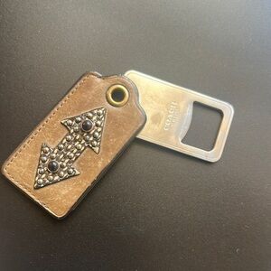 Coach Gold and Silver Leather key chain (no ring) bottle opener 🍻